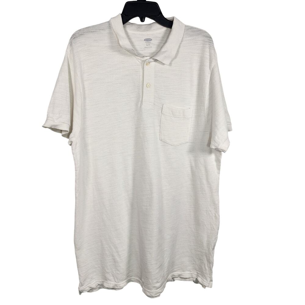 Old Navy Mens Uniform Pique Polo Shirt Sea Salt XL Classic Pocket Short Sleeve
